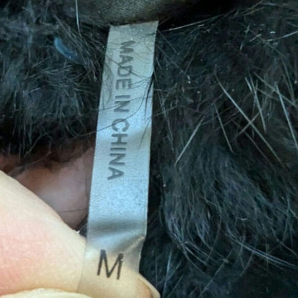 Love Token Rabbit Fur Sleeveless Cardigan Long Black Size Medium - Picture 7 of 7